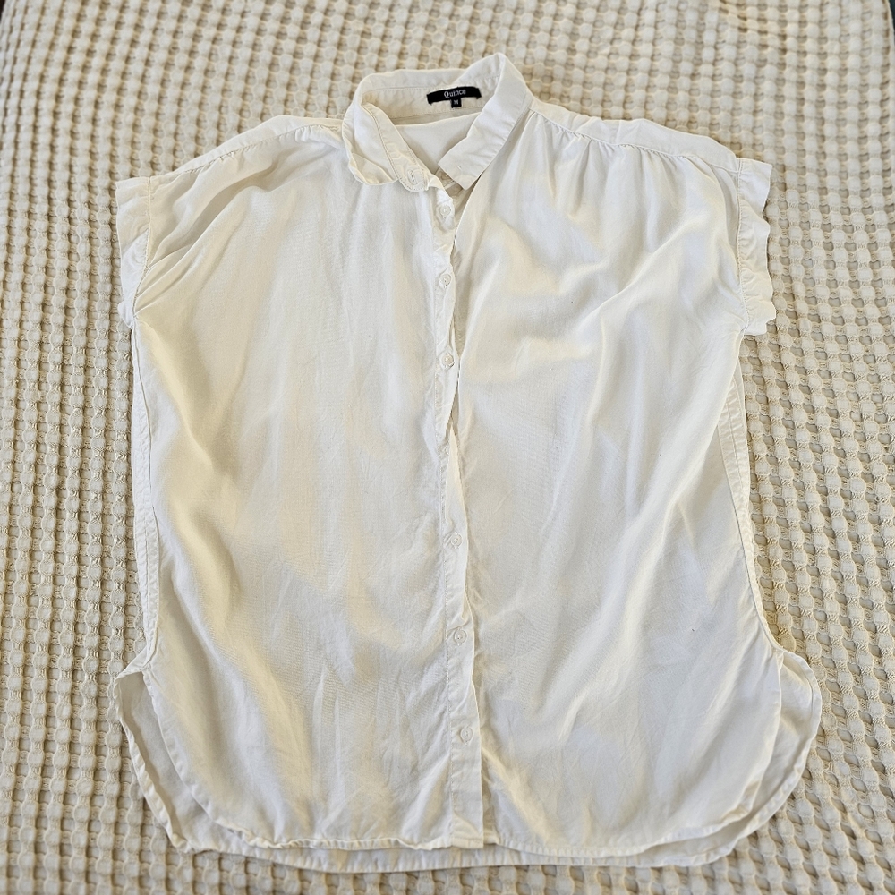 Quince Vintage Wash Tencel Camp Shirt in White Medium
